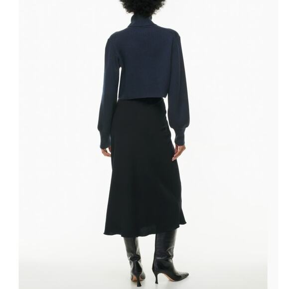 Wilfred Rebecca Ribbed cropped turtleneck sweater Black Size Large - Picture 2 of 8